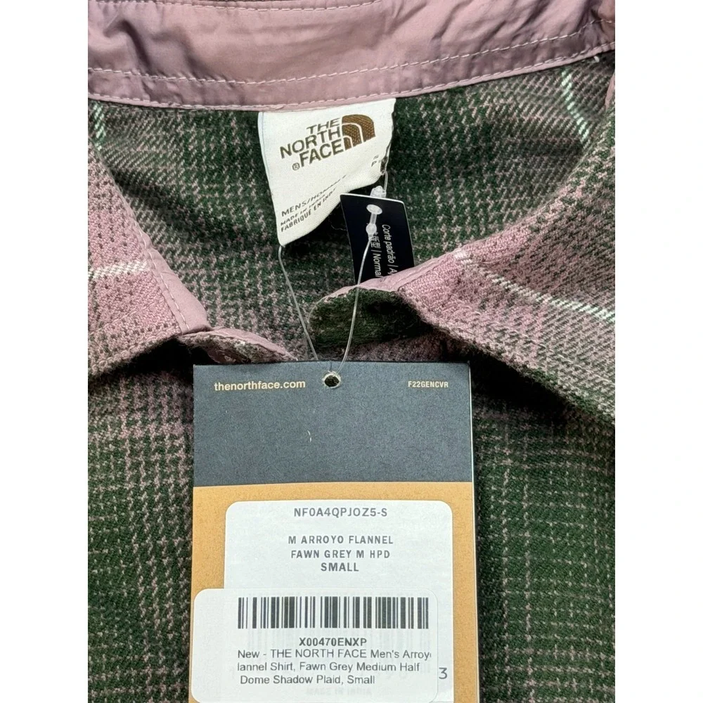 New The North Face Men Arroyo Long sleeve Flannel Shirt Green Purple Size Small